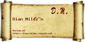 Dian Milán névjegykártya